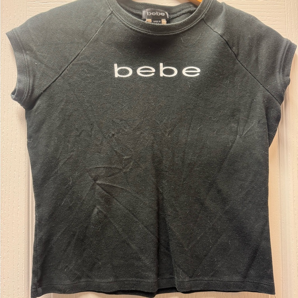 Bebe Black Tee with White Logo